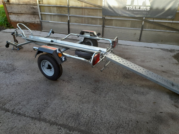 Erde PM310 Single Motorcycle Trailer (Hire) with Loading Ramp