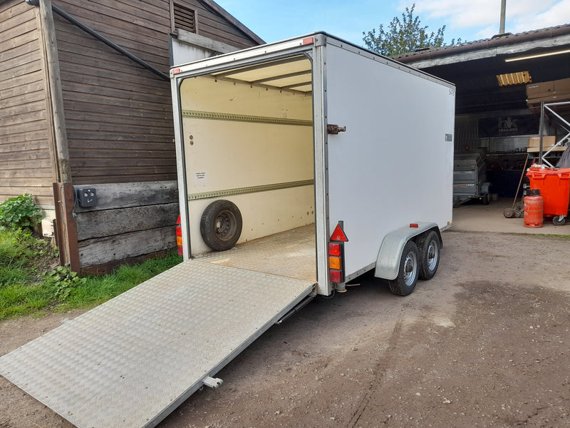 Box Van Trailer with Ramp for Hire, 12ft x 6ft, Rear Open, Spare Wheel