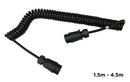 7 pin to 7 pin plug, 4.5m Coiled Light Lead