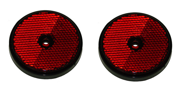 x2 Large 85mm Red Round Reflectors