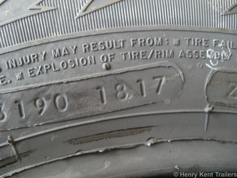 example of the date stamp on new tyres, showing week 18 of 2017