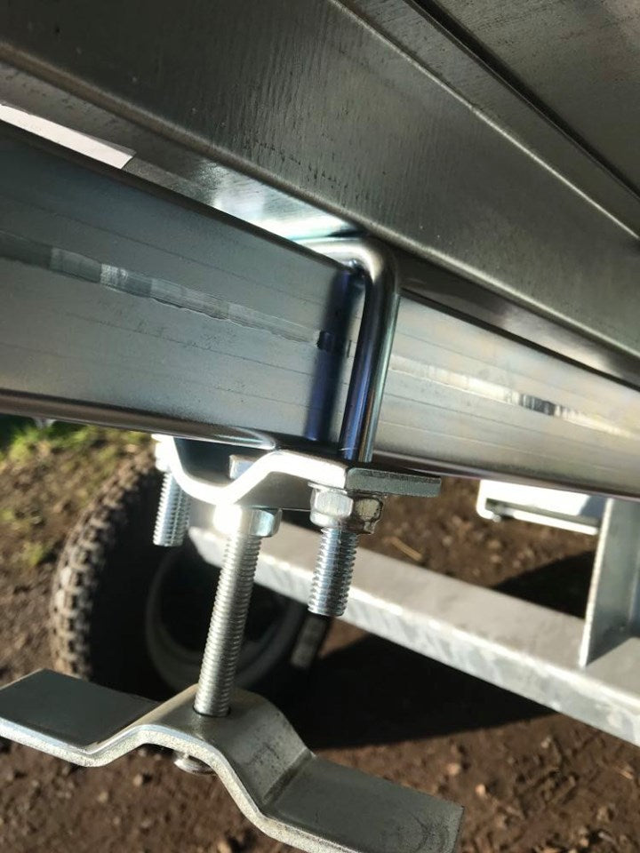 spare wheel bracket fitted to underside of Erde trailer 