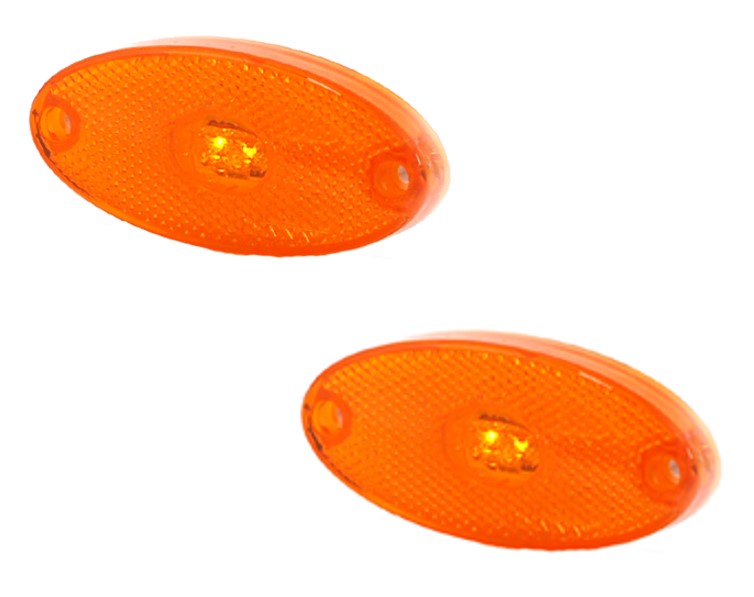A Pair of Oval LED Side Marker Lights - Amber