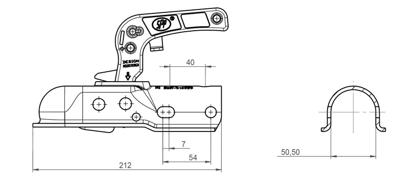 Diagram of 1300 kg Hitch Head