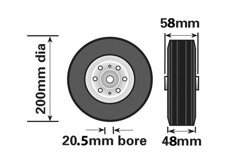 Jockey Wheel Replacement Wheel, 200mm x 50mm