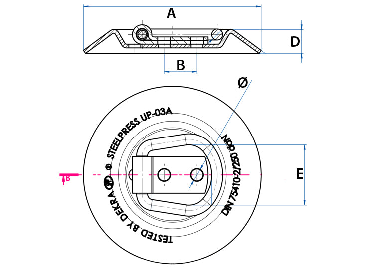 Dimensions Surface Mount Lashing Rings