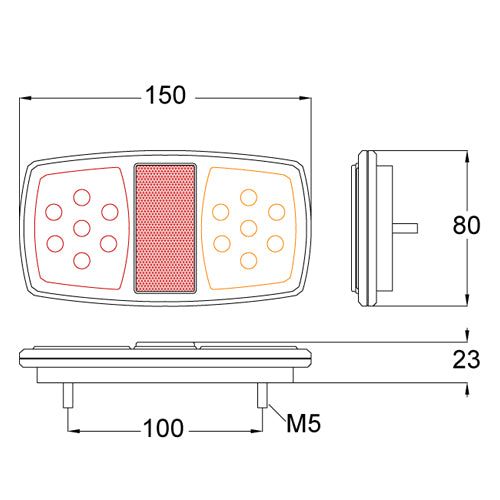 Dimensions of LED Combination Lights
