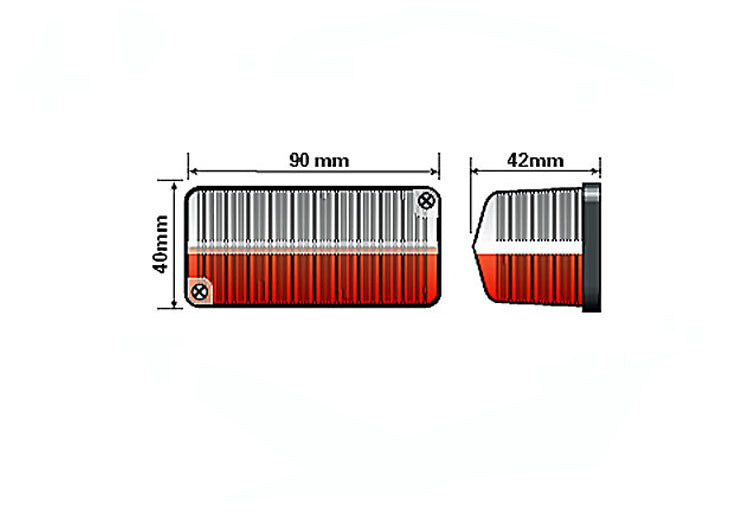 Dimensions of Radex 925 Red & White Marker Light