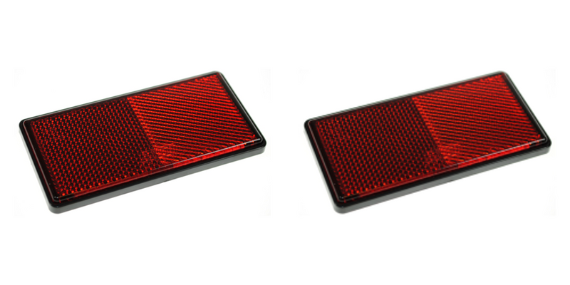 A Pair of Red Rear Reflectors - Self Adhesive - Large