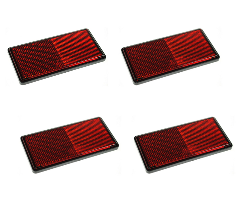 Four Red Rear Reflectors - Self Adhesive - Large
