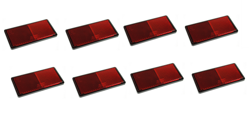 Eight Red Rear Reflectors - Self Adhesive - Large