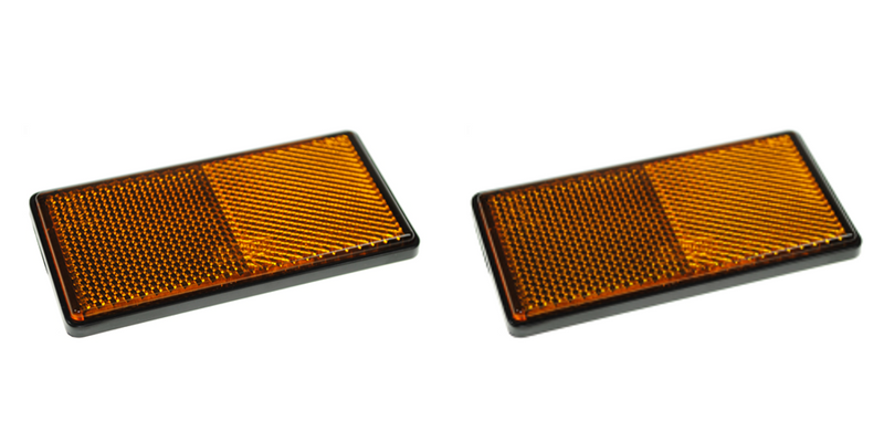 A Pair of Amber / Orange Side Reflectors - Self Adhesive - Large