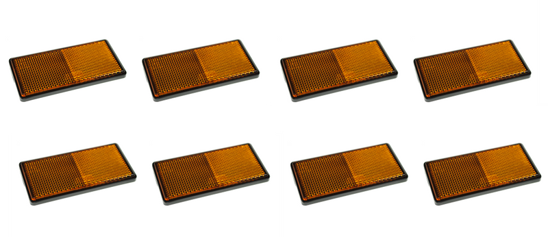 Eight Amber / Orange Side Reflectors - Self Adhesive - Large