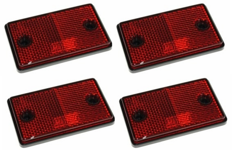 Four Red, Rear Reflectors - Self Adhesive