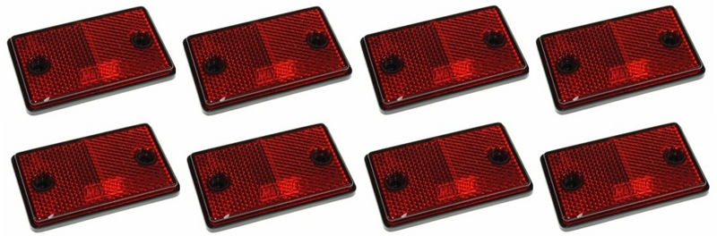 Eight Red, Rear Reflectors - Self Adhesive